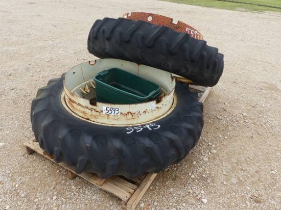 2-13.6-38 TIRES ON 12" RIM W/BRACKETS