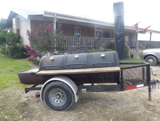 6'X30 BARBCUE PIT W/FIRE BOX ON TRAILER