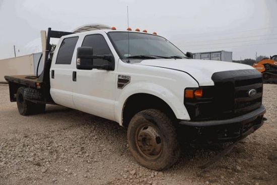 2008 FORD F350 SUPER DUTY DIESEL CREW CAB FLATBED