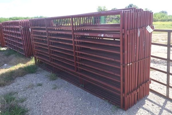 10-12' RED PORTABLE 6 RAIL CATTLE PANELS