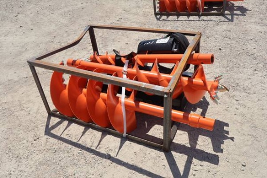 Qt Skid Steer Auger W/3 Bits, 8", 12", 18"