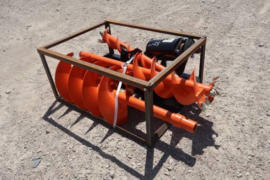 Qt Skid Steer Auger W/3 Bits, 8", 12", 18"
