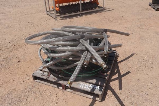 HYDRAULIC HOSES- (6) 10' 1" STAINLESS STEEL,