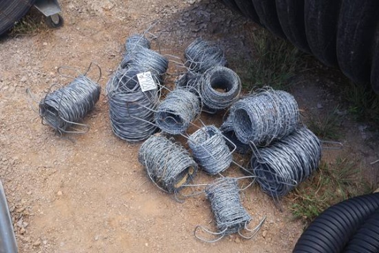 14- USED ROLLS OF BARB WIRE / SLICK WIRE