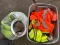 Lot of Hard Hats & Tote of Saftey  Vests
