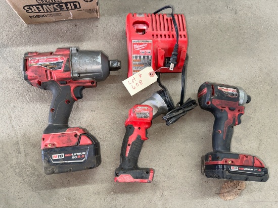 Milwaukee M18 Red Lithium Impact Drills, Drill, Light & Charger