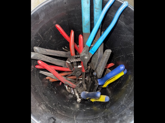 Bucket Full of Pliers, Vise Grips & More