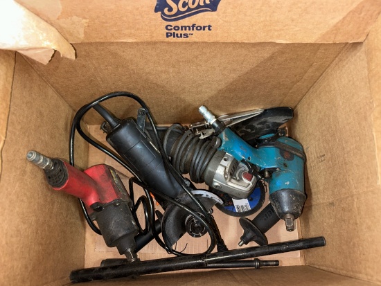 Box Lot of Corded & Air Tools