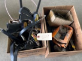 Box lot misc screws,nails,clamps,bungees