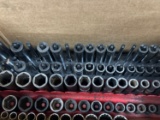 Box lot deep well impact and reg sockets on racks standard and metric