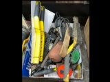 Box Lot of Misc Tools, Wire Brushes, Led Lights & More