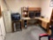 Heater, filing cabinet, computers, printer and desk