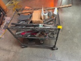 Metal shop cart with contents