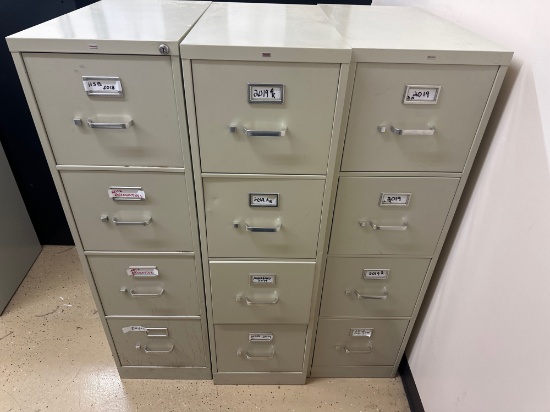 Lot of (3) 4 Drawer File Cabinets