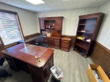 Desk, vanity and bookshelf
