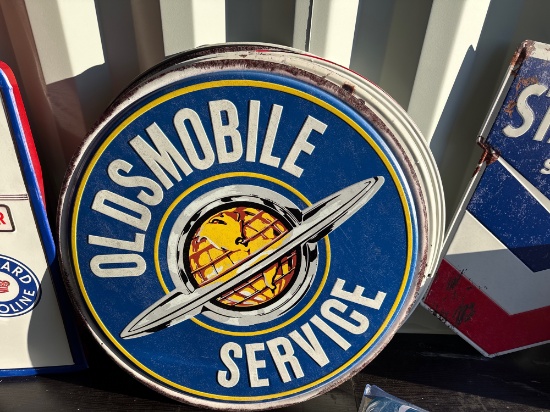Oldsmobile service metal sign