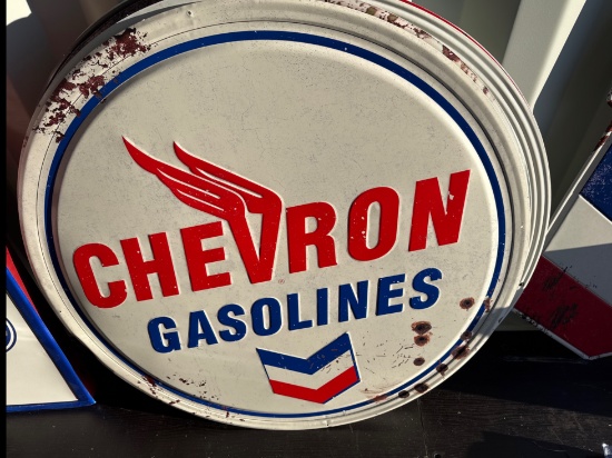 Chevron Gasoline metal sign