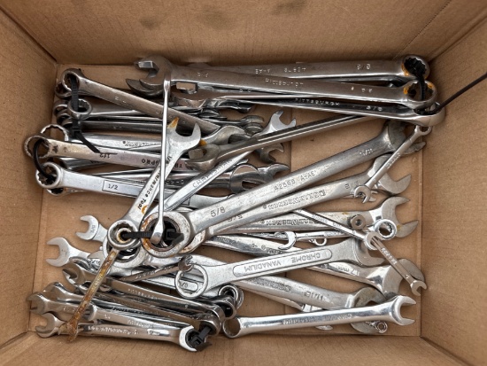 Box Lot of Wrenches Craftsmen Cobalt & More