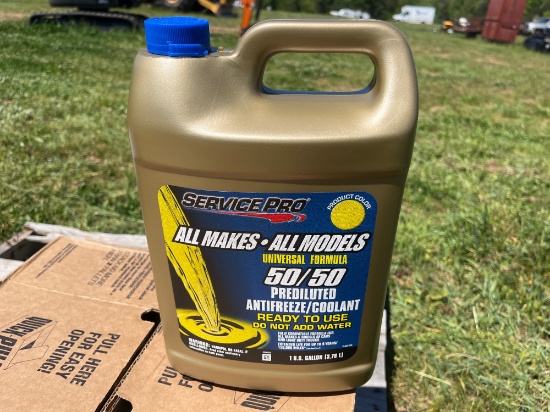 Six 1 Gallon jugs of Service Pro Universal 50/50 Antifreeze
