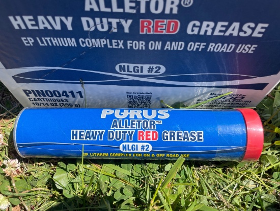 Ten 14oz cartridges of Purus Alletor Heavy Duty Red Grease