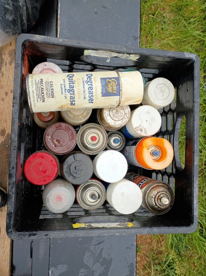 Crate lot Misc spray cans