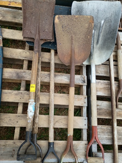 Lot of shovels and pitch forks