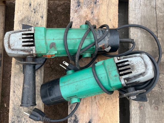 Two 4 1/2â€ angle grinders