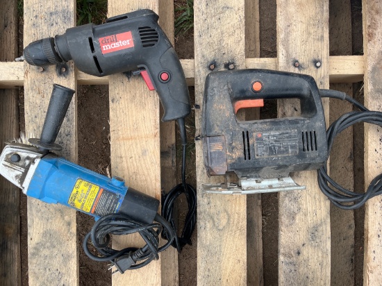 Black&Decker jig saw, drill master drill, & Drill Master angle grinder