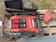 Craftsman electric push mower and vintage gas can