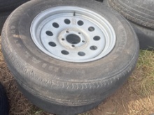 Set of two 5 lug trailer wheels and tires