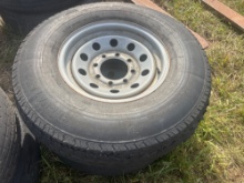 Set of two 8 lug trailer wheels and tires