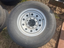 Set of two 8 lug trailer wheels and tires