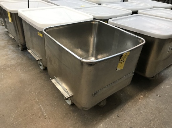 STAINLESS STEEL ROLLING MIXING BINS, 26" X 26" X 20" D