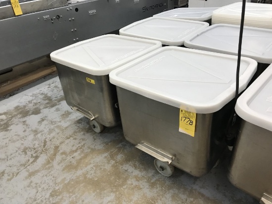 STAINLESS STEEL ROLLING MIXING BINS, 26" X 26" X 20" D