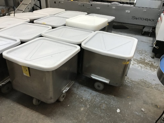 STAINLESS STEEL ROLLING MIXING BINS, 26" X 26" X 20" D