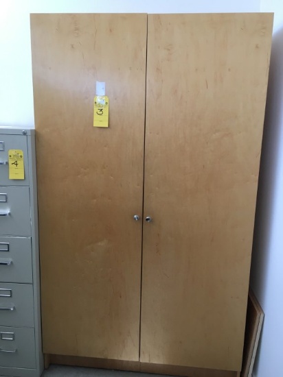 7' X 4' X 2' 2-DOOR STORAGE CABINET WITH ASSORTED OFFICE SUPPLIES