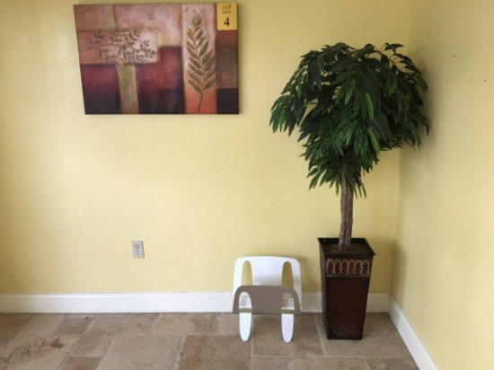 Wall Art, Artificial Tree and Magazine Rack