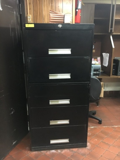 LOT CONSISTING OF: METAL STORAGE CABINET, 4 DRAWER LATERAL FILE CABINET, 4 DRAWER VERTICAL