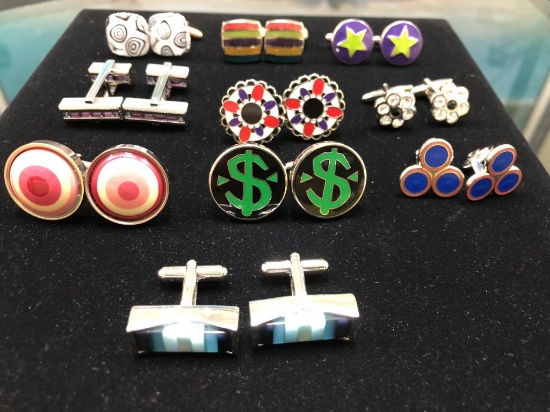 LOT CONSISTING OF (10) PAIRS OF ASSORTED STYLES/COLORS CUFFLINKS