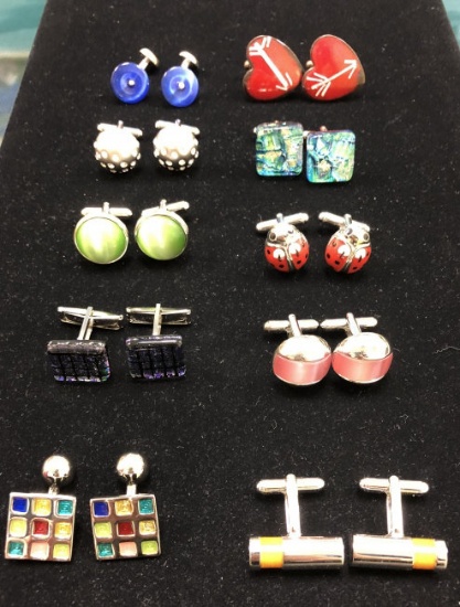 LOT CONSISTING OF (10) PAIRS OF ASSORTED STYLES/COLORS CUFFLINKS