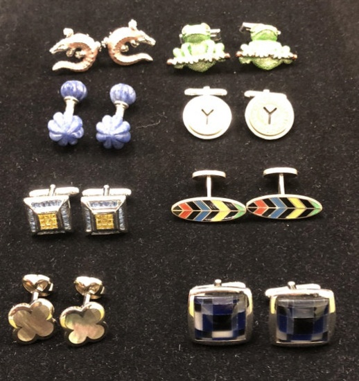 PAIRS OF VARIOUS ASSORTED STYLES/COLORS 925 SILVER CUFFLINKS
