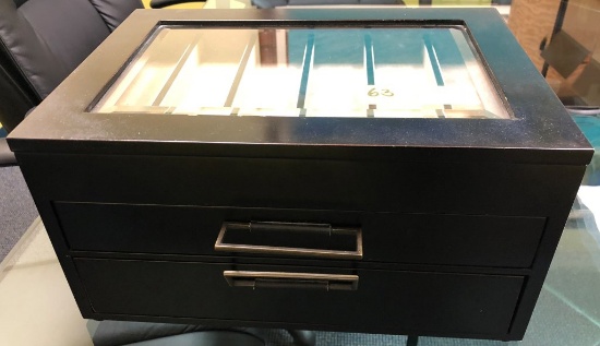 2 DRAWERS/GLASS TOP JEWELRY BOX