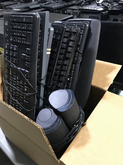 LOT CONSISTING OF: (11) ASSORTED KEYBOARDS, (1) SET OF COMPUTER SPEAKERS,