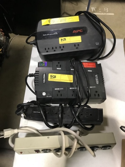 LOT CONSISTING OF: (2) APC BACK-UPS 40, (1) CYBERPOWER 425VA AND (2) POWER STRIPS