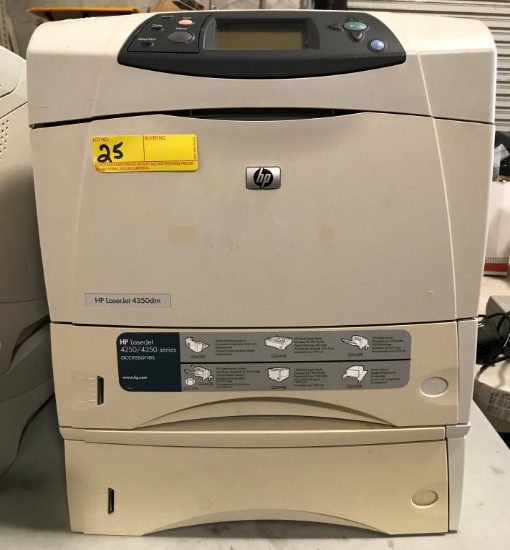 HP LASER JET 4350dn W/SECONDARY TRAY (NO POWER CORD)