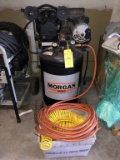 MORGAN PORTABLE COMPRESSOR #RE6630A, 30-GALLON TANK, EXTRA HOSES (TESTED, WORKING)