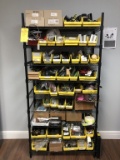 SHELVING UNIT WITH CONTENTS OF RADIO PARTS AND COMPONENTS