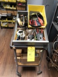 LOT CONSISTING OF: TOOLS, RADIO PARTS AND CART