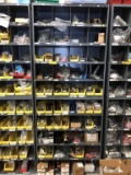 SHELVING UNIT WITH INVENTORY OF ELECTRONICS, RADIO PARTS, COMPONENTS, CONNECTORS, ETC.