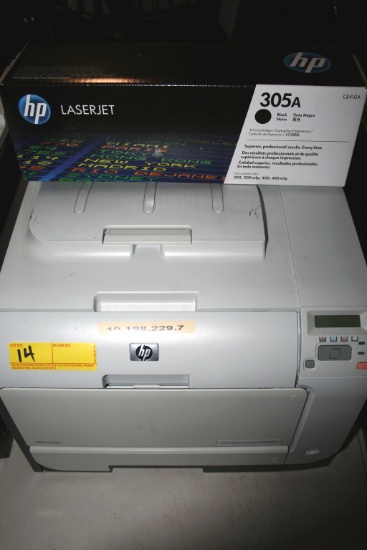HP LASERJET COLOR CP2025 PRINTER WITH POWER CORD AND NEW HP 305A BLACK INK CARTRIDGE